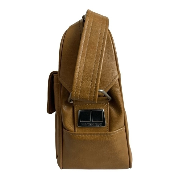 Vintage Carry-On Bag Samsonite Tan Vinyl Carry-On Messenger Travel Bag Courier - Picture 4 of 7